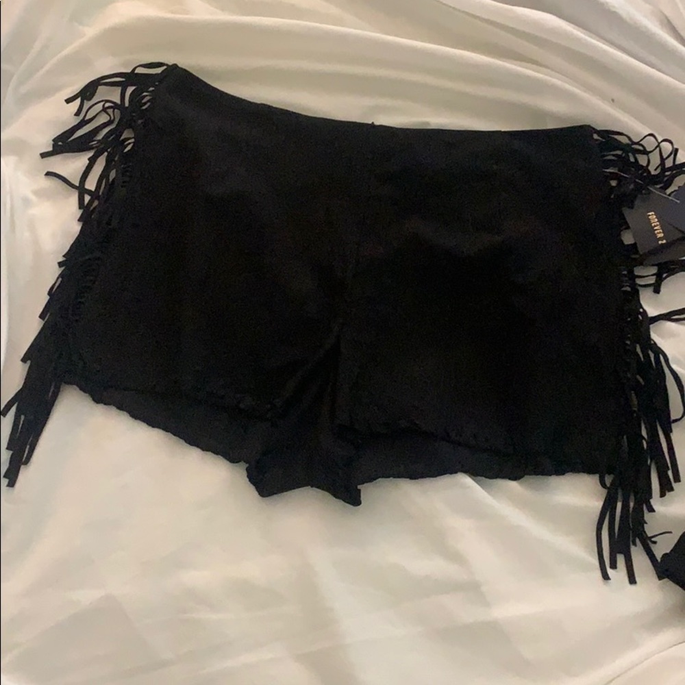 Suede Fringe Shorts